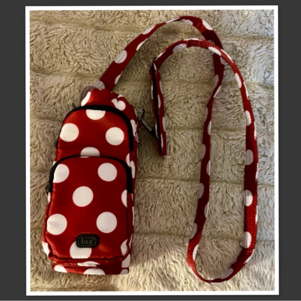 LUG Crimson Large Dot Huggie Crossbody Bottle Holder With Matching Bottle